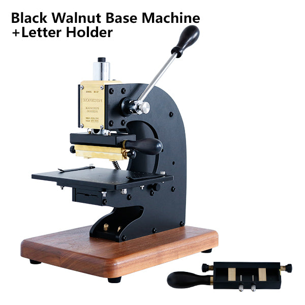 ZONEPACK Press Trainer Hot Foil Stamping Machine for Leather Wood Paper Branding Custom Logo Leather Marking Embossing Tools - Walnut Base with 1 Letter Holder