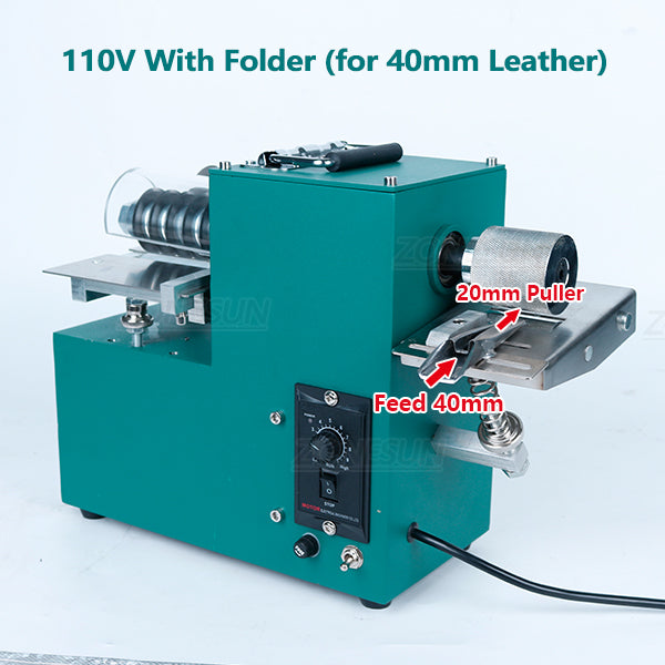 V04 Double Head Leather Machine Belt Cutter Strap Cutting Machine Edge Folding Laminating Machine Leathercraft Slicer - 110V With folder1 - 220V With folder2