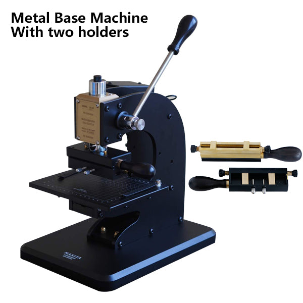 ZONEPACK Press Trainer Hot Foil Stamping Machine for Leather Wood Paper Branding Custom Logo Leather Marking Embossing Tools - Metal Base with 2 Holder