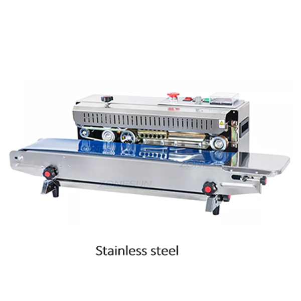 ZONEPACK FR-900 Automatic Continuous film sealing machine, plastic bag package machine, Expanded food band sealer - 110v / Stainless steel - 220v / Stainless steel