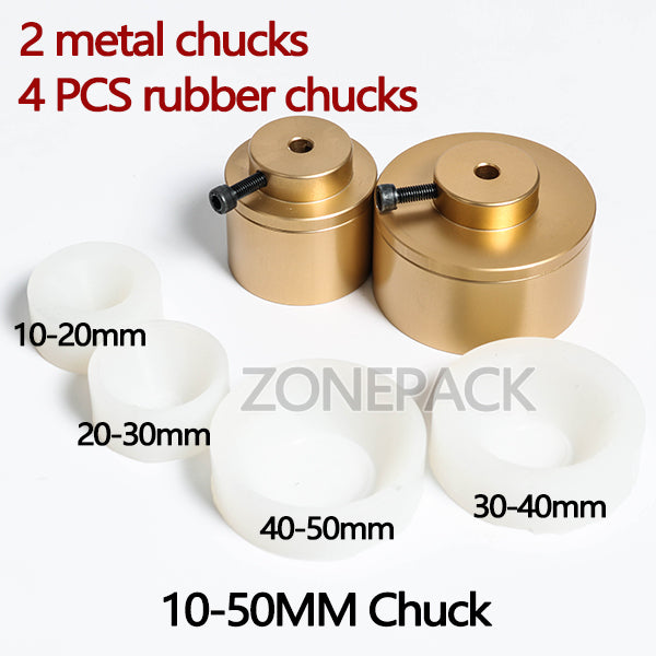 ZONESUN Capping Machine Chuck Cap for Capper 28-32mm 38mm 10- 50mm Round Plastic Bottle With Security Ring Silicone Capping - 2cap and 4rubber mat