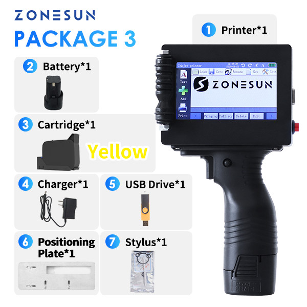 ZONESUN Multilingual Inkjet Date Serial Number Logo Printing Machine ZS-HIP254 - Yellow