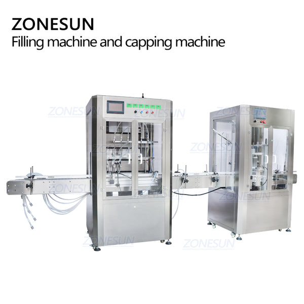 ZONESUN ZS-FAL180AD Automatic Bottle Filling And Cork Pressing Capping Machine  6 Head  With Dust Cover Red Wine Production Line