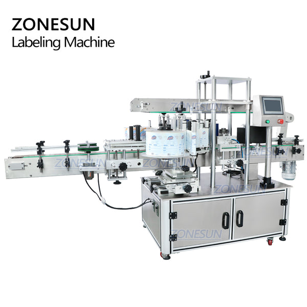 ZONESUN ZS-TB300Z Dual Use Automatic Bottle Labeling Machine Round and Square Bottle Sticker Double Sides Label Applicator