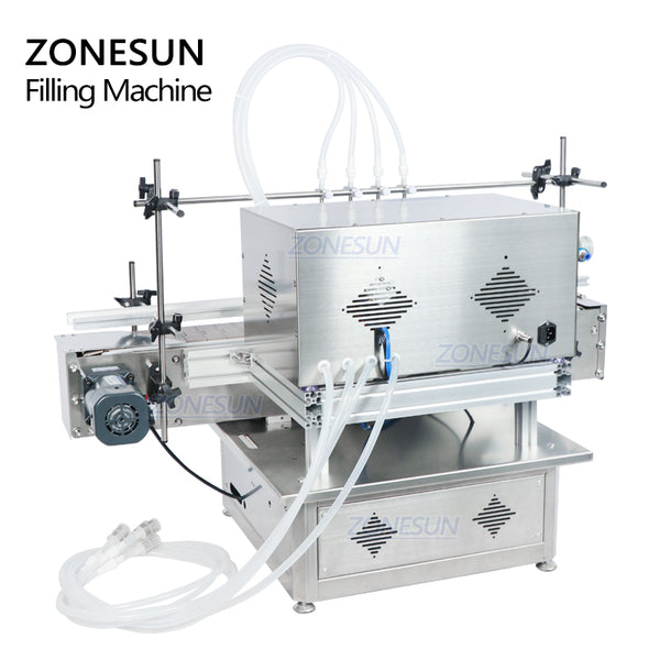 ZONESUN ZS-DTDP-4P Automatic Filling Machine Diaphragm Pump Beverage Shampoo Essential Oil  Four Nozzles Glass Bottle Jar Filler