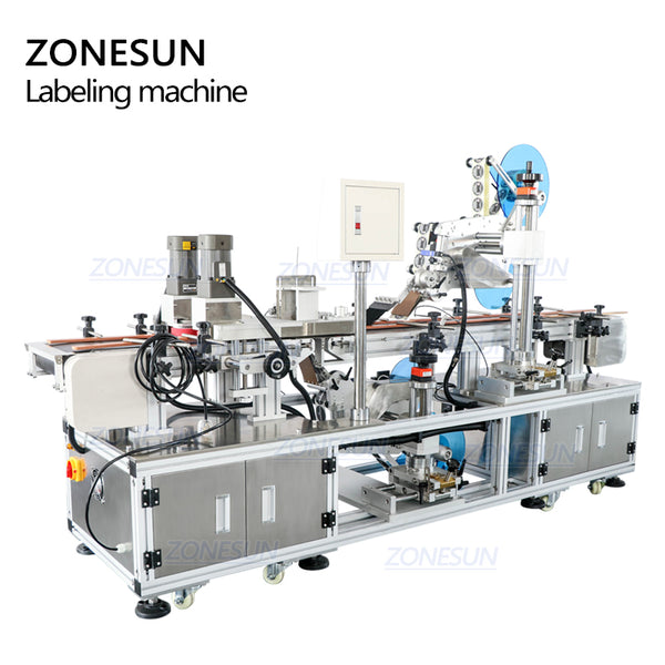 ZONESUN ZS-TB113B Container Automatic Top Bottom Plane Adhesive Box Labeling Machinery Automatique Sticker For Flat Surface