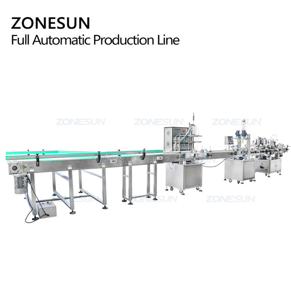 ZONESUN ZS-FAL180X4 4 Heads Magnetic Pump Liquid Filling Capping And Labeling Machine Line