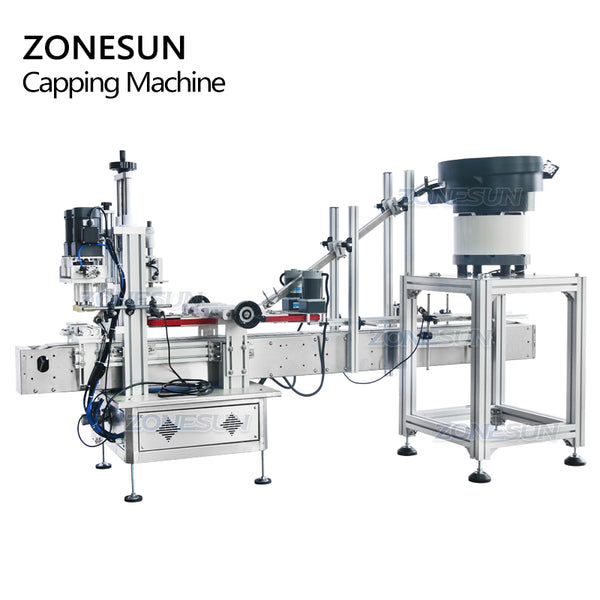 ZONESUN ZS-XG1870P Automatic Tabletop Tightening  Bottle Capping Machine Line With Vibratory Bowl