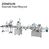 ZONESUN ZS-FAL180R9 Desktop Double Head Piston Pump Paste Filling Capping And Labeling Machine Line