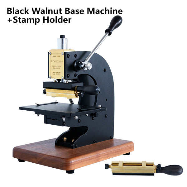 ZONEPACK Press Trainer Hot Foil Stamping Machine for Leather Wood Paper Branding Custom Logo Leather Marking Embossing Tools - Walnut Base with 1 Stamp Holder