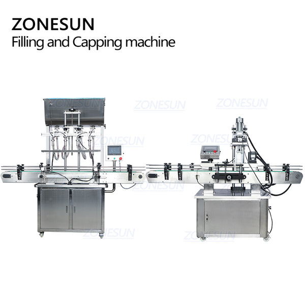 ZONESUN Pneumatic Juice Disinfectant Oil Automatic Honey Plastic Round Bottle Liquid Screw Filling Capping Machine