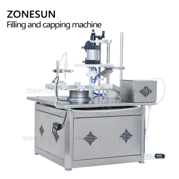 ZONESUN ZS-AFC1C Magnetic Pump Reagent Tube Plastic Ampoule Small Bottle Rotary Liquid Filling And Cap Pressing Machine