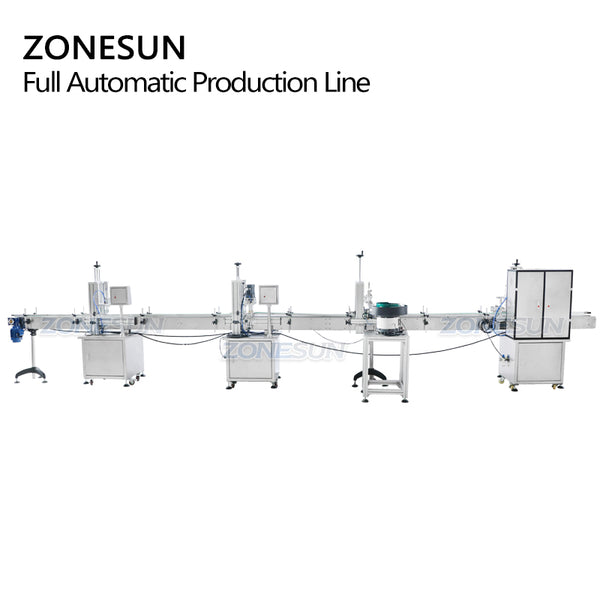 ZONESUN ZS-FAL180R7 Nail Polish Bottle Filling Cap Pressing Machine And Capping Machine Line With Cap Vibratory Feeder