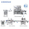 ZONESUN Full Automatic Explosion Proof Production Line Inflammable Liquid Alcohol Paste Servo Filling Capping Labeling Machine