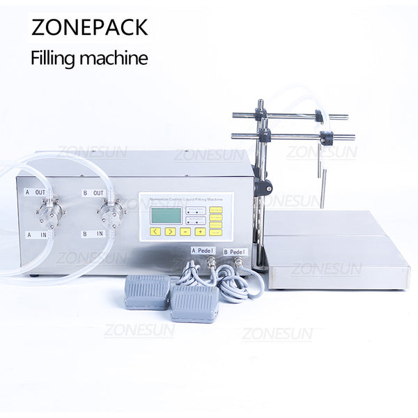 ZONEPACK ZS-MP252W Semi Automatic Filling And Weighing Machine Liquor Toilet Cleaner Milk Perfume Strong Acid Double Heads Filler