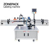 ZONEPACK Automatic E-juice Beverage Round Bottles Vial Can Jar Positioning And Labeling Machine Adhesive Label Sticker Applicator