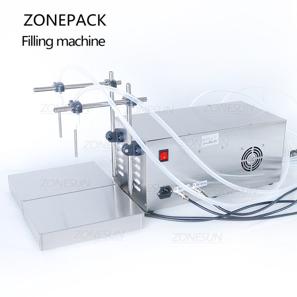 ZONEPACK ZS-MP232W Semi Automatic Liquid Filling Machine Magnetic Pump Double Heads Juice Milk Edible Oil Water Bottle Filler