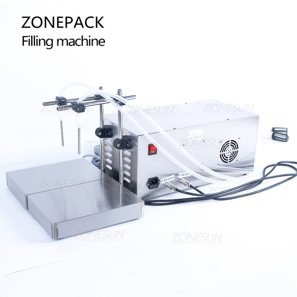 ZONEPACK ZS-MP252W Semi Automatic Filling And Weighing Machine Liquor Toilet Cleaner Milk Perfume Strong Acid Double Heads Filler