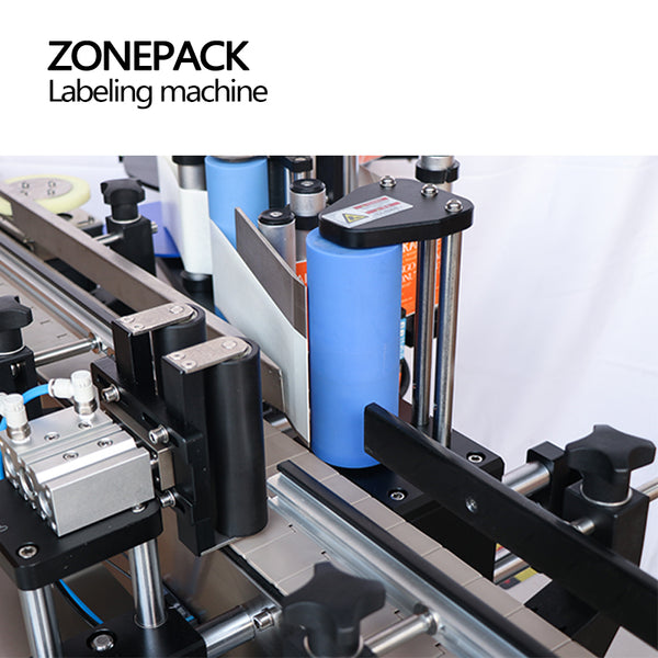 ZONEPACK Automatic E-juice Beverage Round Bottles Vial Can Jar Positioning And Labeling Machine Adhesive Label Sticker Applicator