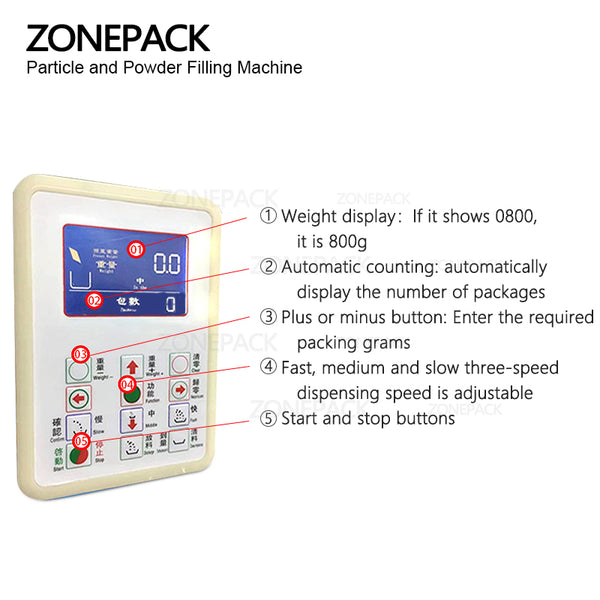 ZONEPACK 3000g Food Racking Machine Granular Powder Materials Weighing Packing Machine Filling Machine For Seeds Coffee Bean