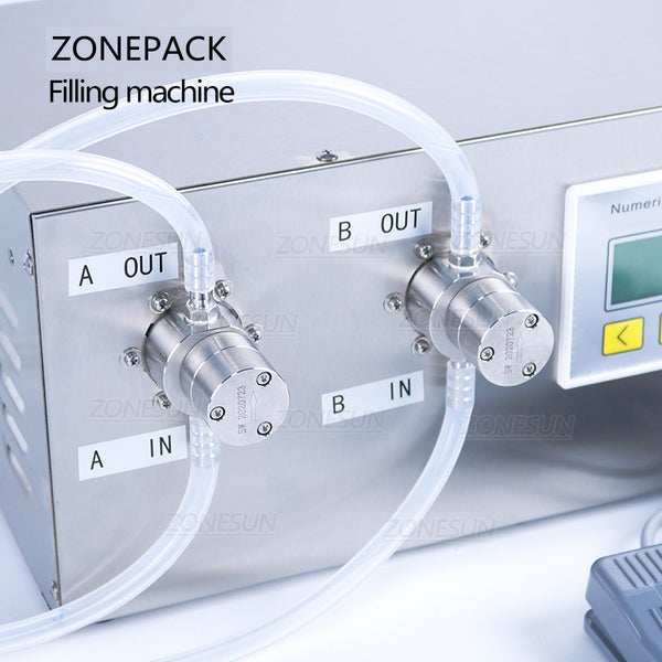 ZONEPACK ZS-MP252W Semi Automatic Filling And Weighing Machine Liquor Toilet Cleaner Milk Perfume Strong Acid Double Heads Filler