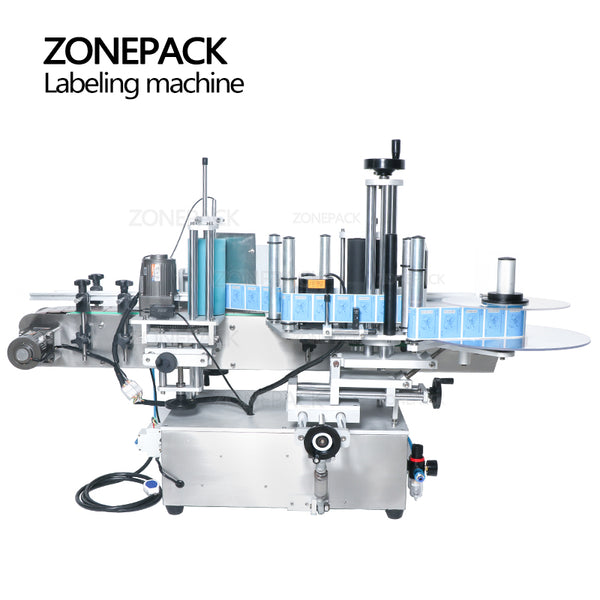 ZONEPACK TB-500A Automatic Double Sides Label Sticker Jar Water PET Round Bottle Positioning and Labeling Machine with Date Coder