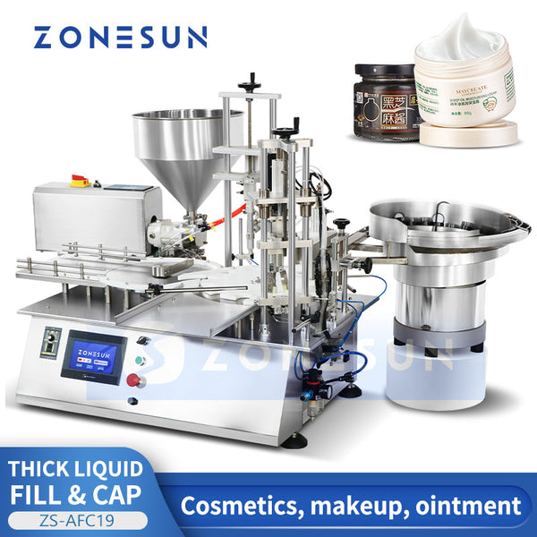 ZONESUN ZS-AFC19 Automatic Rotor Pump Thick Liquid Filling Capping Machine with Vibratory Cap Feeder