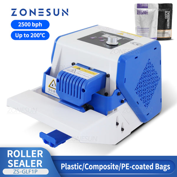 ZONESUN ZS-GLF1P Mini Aluminum Foil Composite Plastic Film PE Bag Sealer Roller Sealing Machine