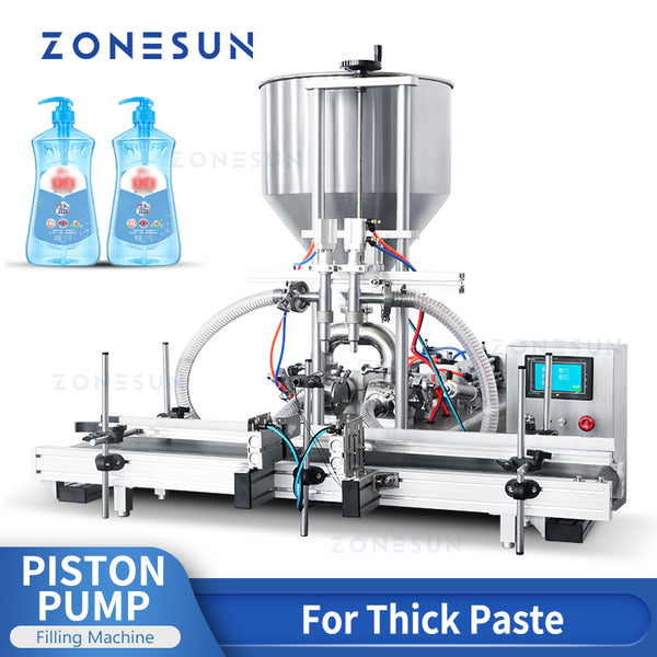 ZONESUN ZS-DTGT2 Automatic Pneumatic Double Head  Honey Paste Filling Machine with Conveyor