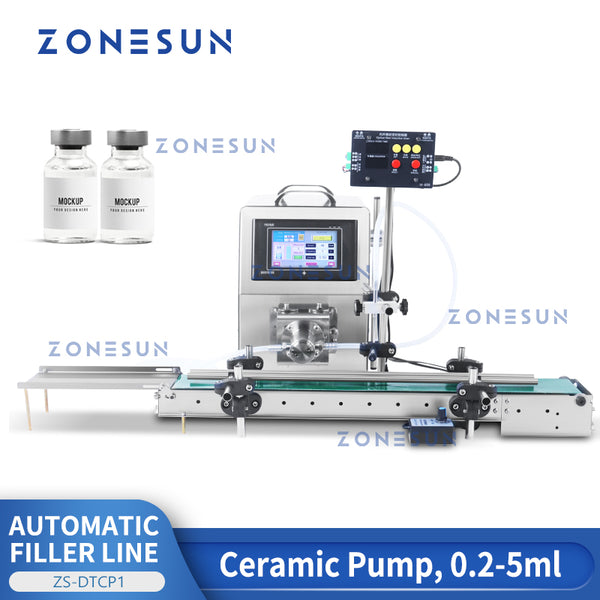 ZONESUN ZS-DTCP1  Automatic Vial Liquid Filling Machine With Conveyor Reagent Portion Eyedrop Ceramic Pump Filler