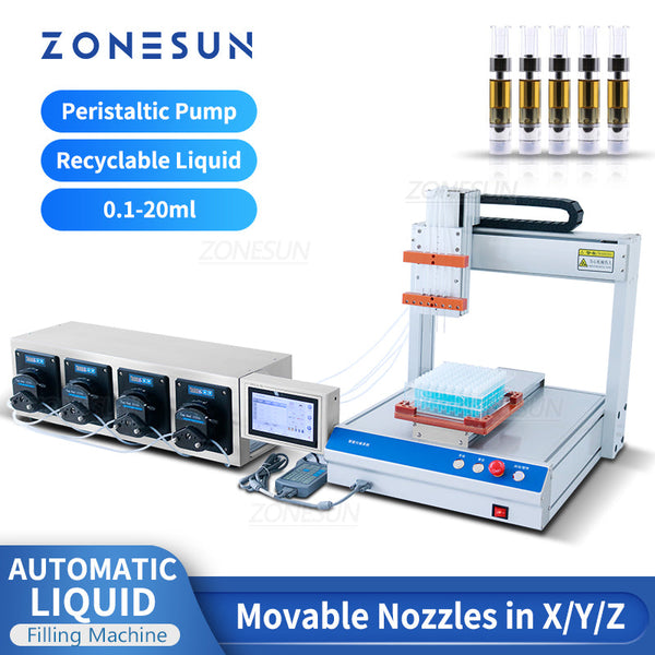 ZONESUN 4 Nozzles Peristaltic Pump Small-volume Liquid Filling Machine ZS-XYZ4A