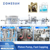 ZONESUN ZS-FAL180Z4 5L Oil Filling Capping Round Flat Bottle Double Side Labeling Machine Production Line