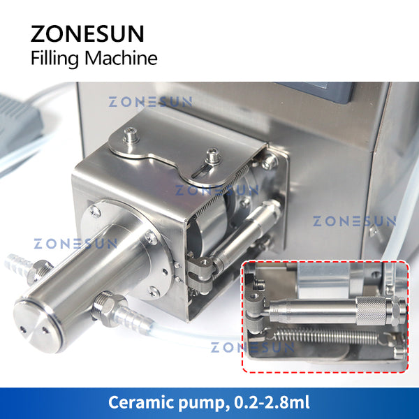 ZONESUN ZS-CPYT1S Ceramic Pump Digital Control Vial Liquid Filling Machine Low Dosage Eyedrop Bottle Filler Lab Equipment