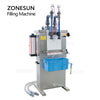 ZONESUN Double Nozzles Strong Acid Alkali Corrosive Liquid Filling Machine Semi-automatic Disinfectant Filler corrosion resistance