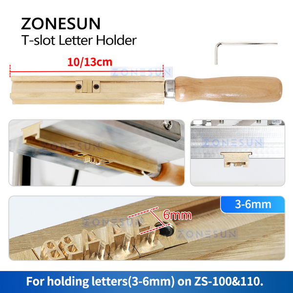 ZONESUN Hot Stamping Machine T Slot Letter Mold Holder ZS-TS