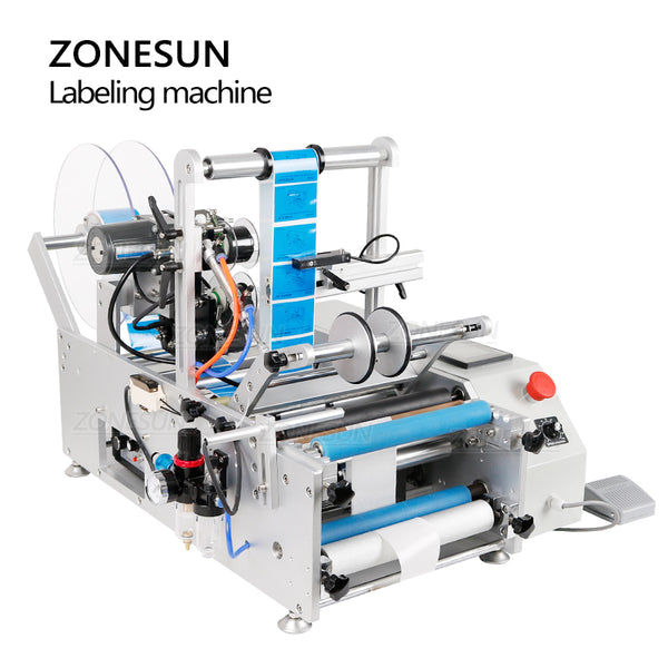 190 Semi-automatic Round Glass Water Milk Juicer Bottle Labeling Machine