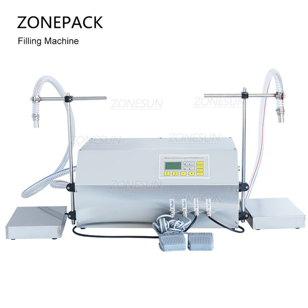 ZONEPACK ZS-GP262W Filling and Weighing Machine Gear Pump Engine Oil Double Heads Vial Bottle Filler