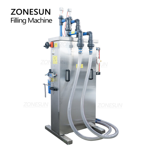 ZONESUN Double Nozzles Strong Acid Alkali Corrosive Liquid Filling Machine Semi-automatic Disinfectant Filler corrosion resistance