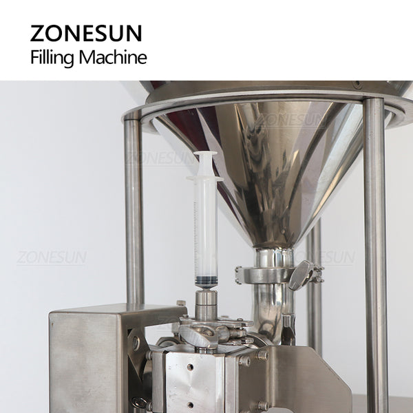 ZONESUN ZS-YTCP12V 1-12ml Pneumatic Syringe Filling Machine for Liquid Paste Ceramic Plunger Pump with 20L Hopper