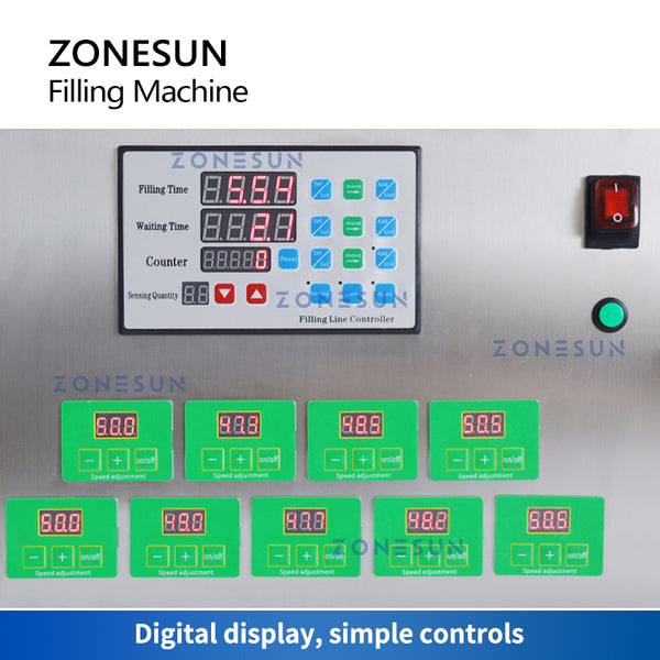 ZONESUN ZS-YTMP9C Auto Lifting Liquid Filling Machine 9 Heads Magnetic Pump Pneumatic Filler Drinks Beverage Production