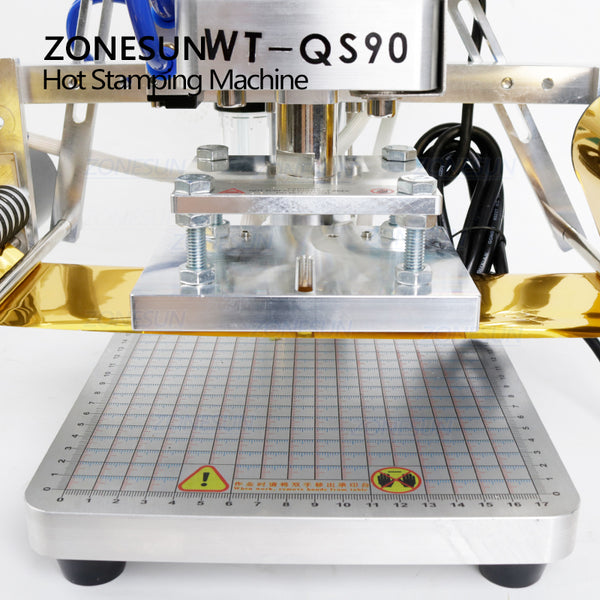 ZONESUN ZS-QS90 Pneumatic bronzing machine Leather Hot Foil Stamping Machine Counter Function Leather Embossing Estampadora