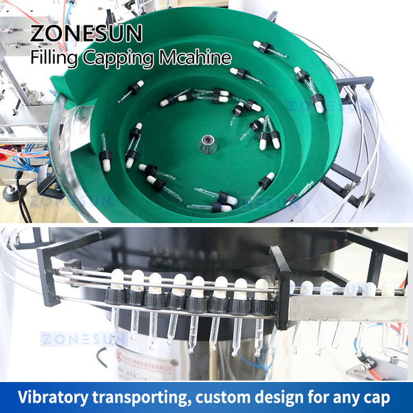 ZONESUN ZS-AFC7A Automatic Liquid Filling Capping Machine With Cap Feeder