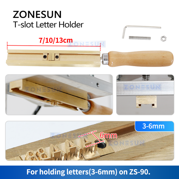 ZONESUN Hot Stamping Machine T Slot Letter Mold Holder ZS-TS