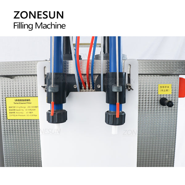 ZONESUN Double Nozzles Strong Acid Alkali Corrosive Liquid Filling Machine Semi-automatic Disinfectant Filler corrosion resistance