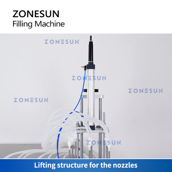 ZONESUN ZS-YTMP9C Auto Lifting Liquid Filling Machine 9 Heads Magnetic Pump Pneumatic Filler Drinks Beverage Production