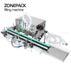 ZONEPACK Full Automatic Desktop CNC Liquid Filling Machine With Conveyor Bottle Filling Machine Perfume Juice Milk Water Filler