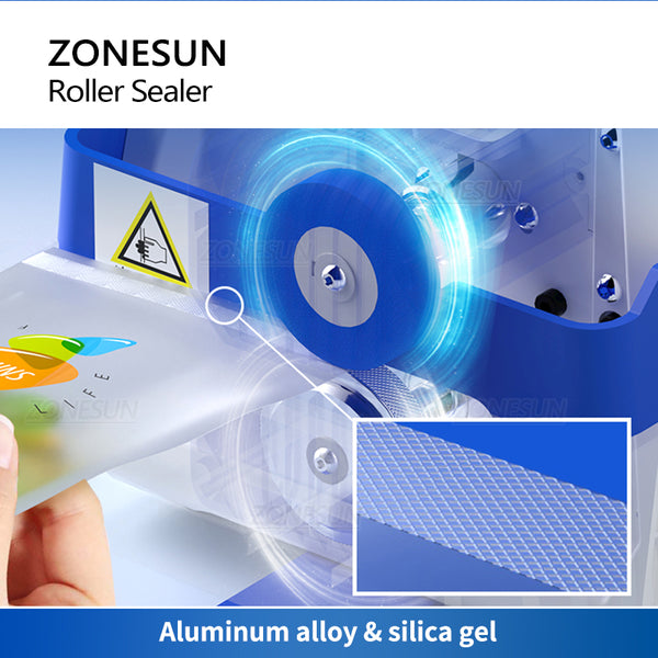 ZONESUN ZS-GLF1P Mini Aluminum Foil Composite Plastic Film PE Bag Sealer Roller Sealing Machine