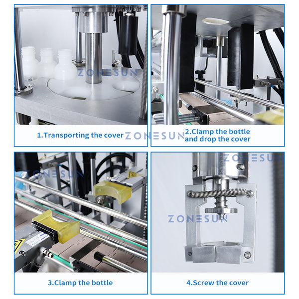 ZONESUN ZS-XGC2 Automatic Custom Capping Machine Double Deck Bottles Jar Mixed Drinks Seperate Containers Honey Beverage