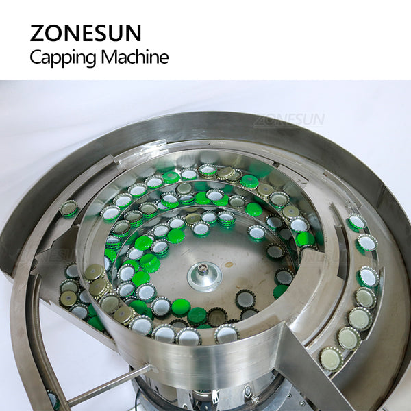 ZONESUN ZS-XG440E Automatic Beer Bottle Crown Cap Capping Machine with Cap Feeder