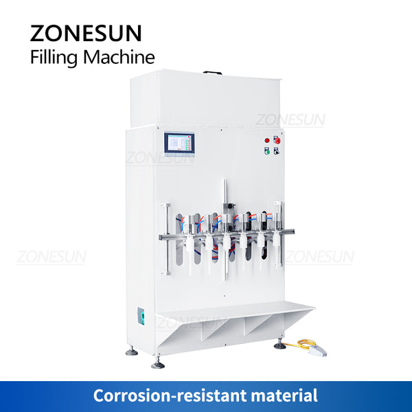 ZONESUN ZS-YTCR6 Corrosive Strong Acid Liquid Filling Machine Disinfectant Acid Alkali Sanitizer Bleach Bottle Filler